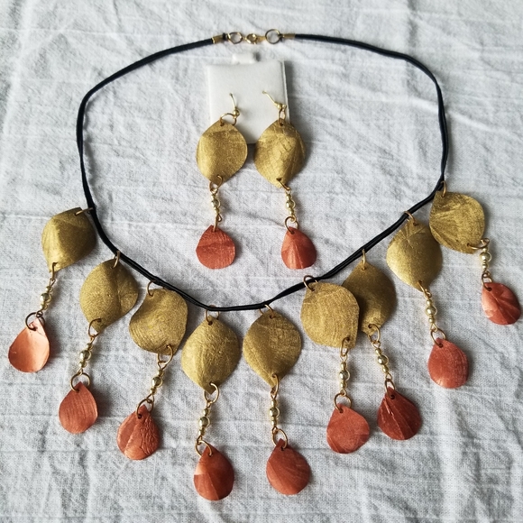 💥 Lightweight Corded Necklace/Earrings Set - Picture 1 of 2